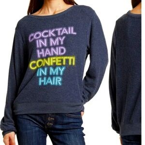 Wildfox “Cocktail in My Hand Confetti in My Hair” Sweatshirt Size XL